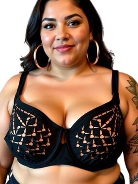 Swimsuits for All NWT Rose Gold and Black Plus Size Bikini Top Plus Size 22
